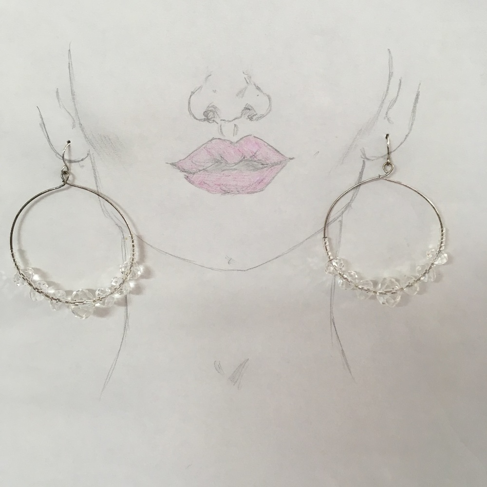 Faceted Crystal Bead Hoop Earrings